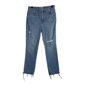Madewell Jeans The Perfect Vintage Straight High Rise Distressed Raw Hem